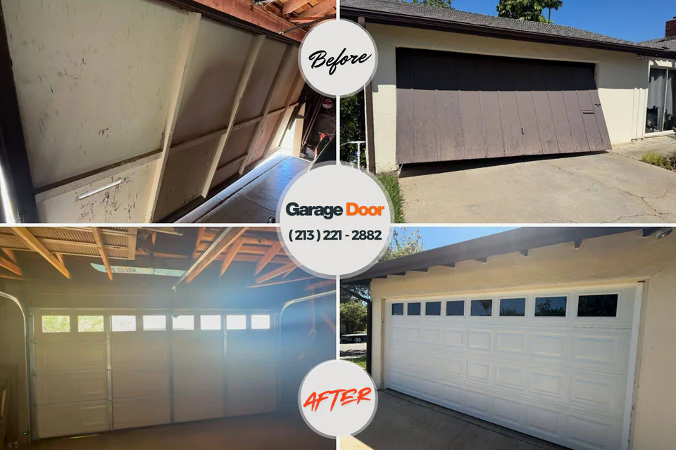 Before and after: garage door repair Marlborough, MA